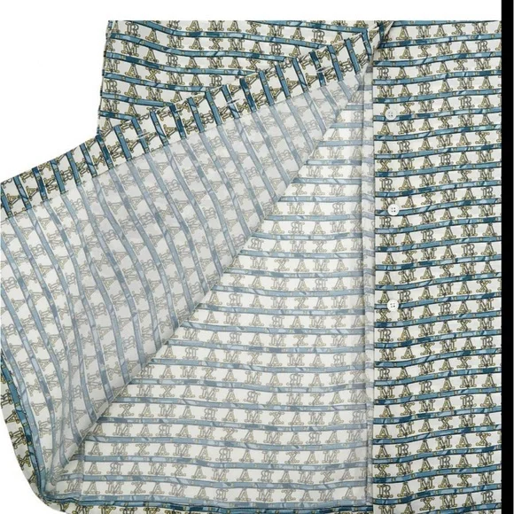 MaxMara Cupid Vampata Monogram Silk Button Front Belted Shirt Dress Size Small - Picture 8 of 15